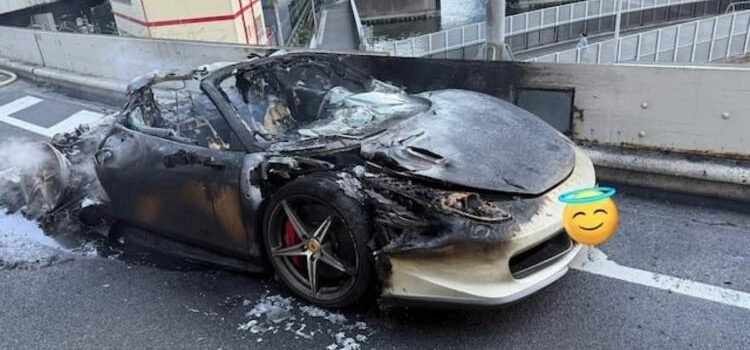 Ahorró 10 años para comprarse un Ferrari… se le incendió en una hora