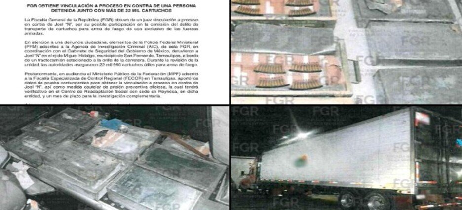 Es vinculado a proceso un hombre tras asegurar casi 23 mil cartuchos en tractocamión en San Fernando, Tamaulipas