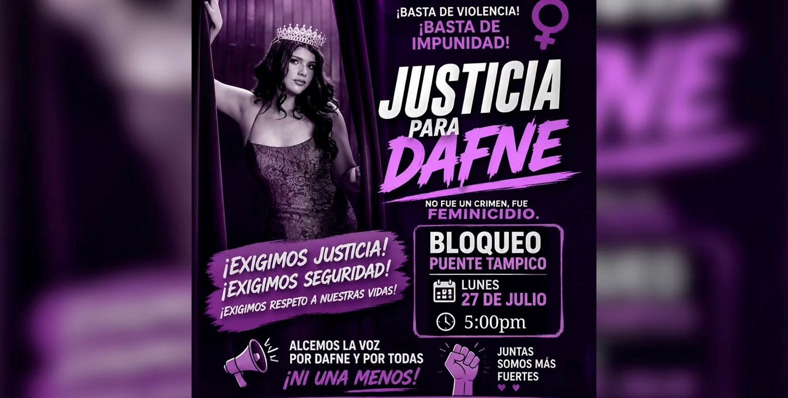 Convocan a protesta en Puente Tampico para exigir justicia por caso Dafne